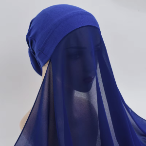 Chiffon Hijab with Jersey Instant Inner Cap Bonnet Head-wrap Underscarf