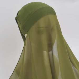 Chiffon Hijab with Jersey Instant Inner Cap Bonnet Head-wrap Underscarf