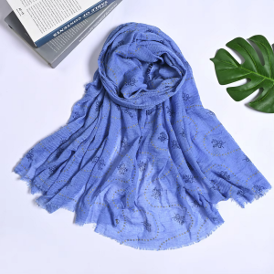 Powdered Gilded Printed Cotton Linen Long Scarf