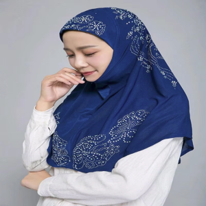 Amira Large Hem Glass Drill Hijab Scarf