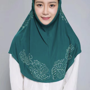 Amira Large Hem Glass Drill Hijab Scarf