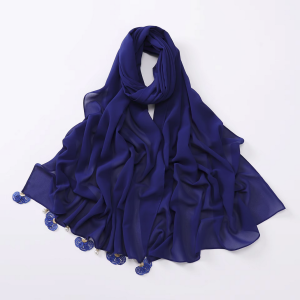 Pure Color Chiffon Floral Cut-Out Shawl