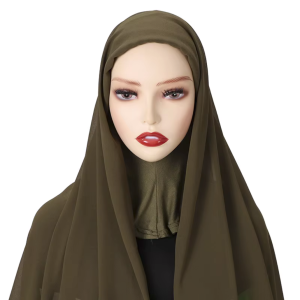 Solid Color Chiffon Instant Hijab with Cap for Muslim Women