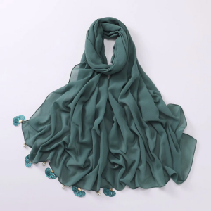 Pure Color Chiffon Floral Cut-Out Shawl