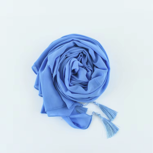 Best Plain Solid Color Chiffon Tassel Hijab Scarf